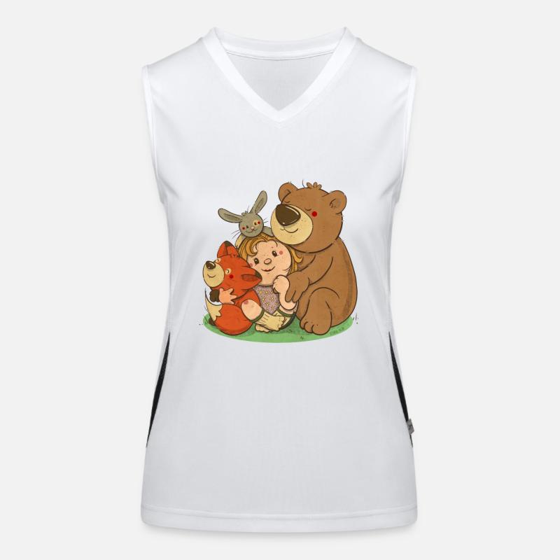 kleines mädchen mit tierischen freunden Funktionelles Kontrast-Tank Top für Frauen