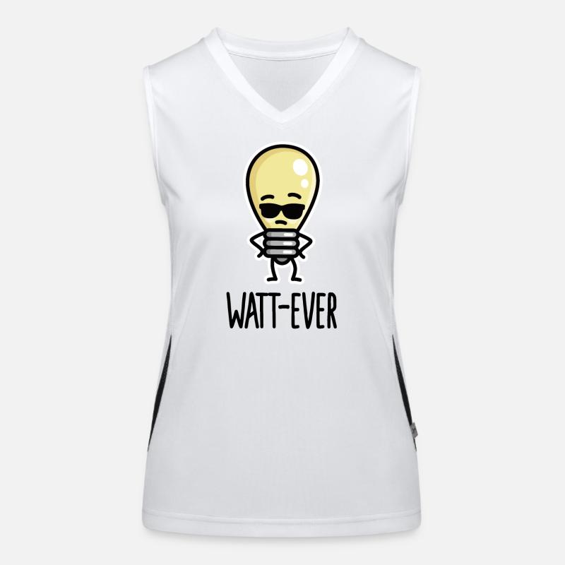 Watt-ever, whatever funny saying light bulb puns Women's Functional Contrast Tank Top
