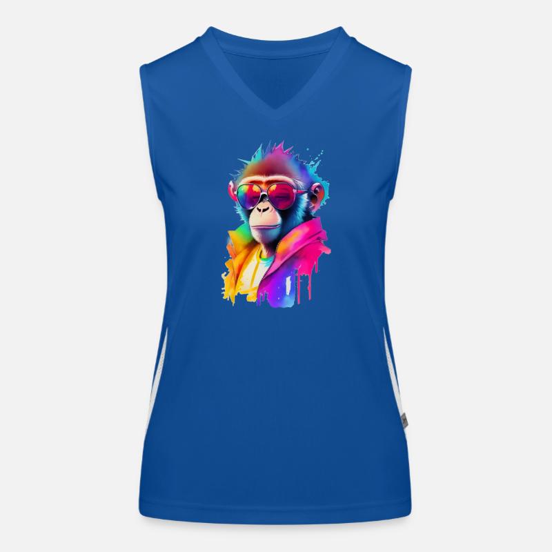 Affe mit Sonnenbrille Funktionelles Kontrast-Tank Top für Frauen