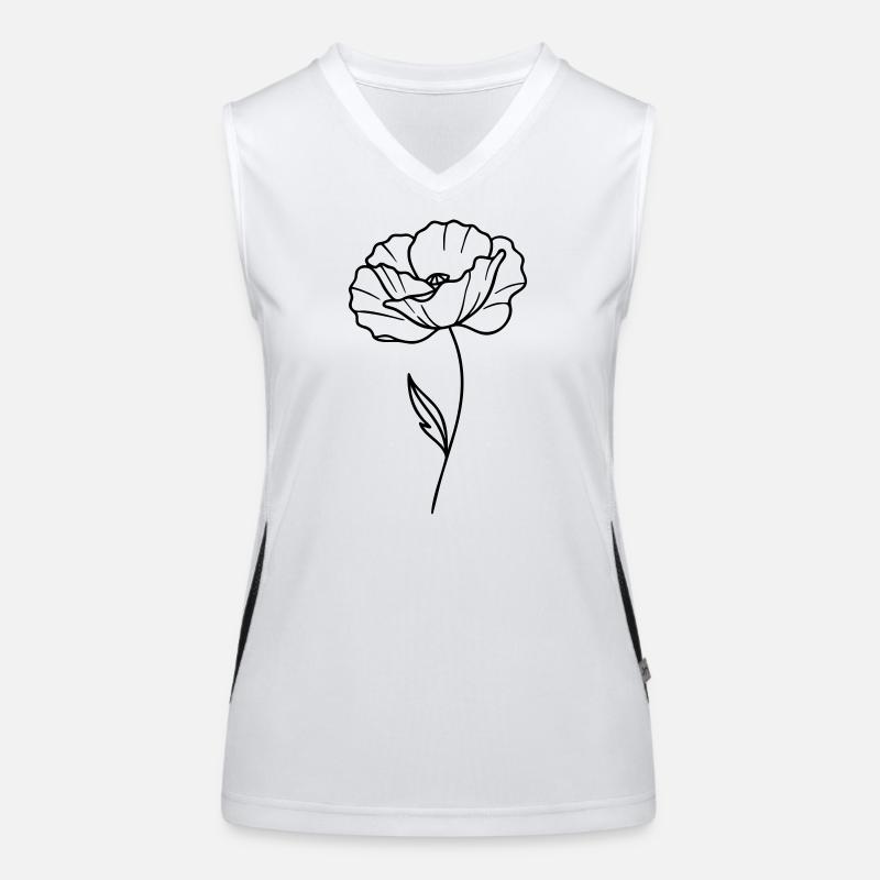 Poppy – Line Graphic, Flower Outlines Women's Functional Contrast Tank Top