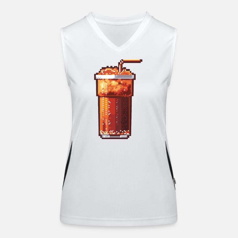Pixel Cola Glas mit Eis Funktionelles Kontrast-Tank Top für Frauen