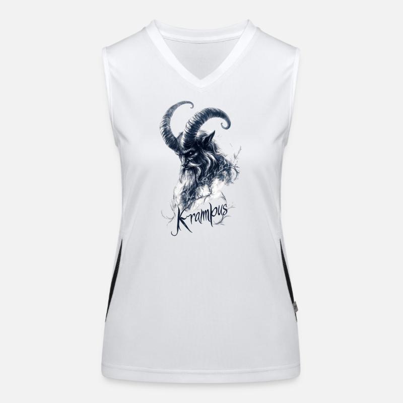 Krampus – gloomy black and white design, customs Women's Functional Contrast Tank Top