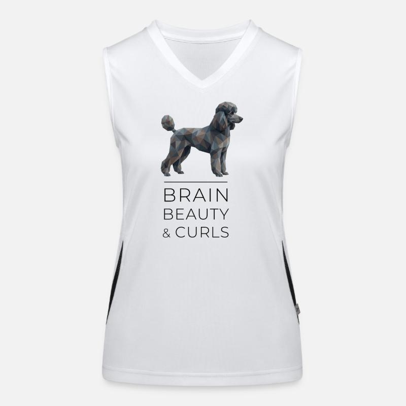 Poodle Low-Poly Art - Brain, beauty & curls Women's Functional Contrast Tank Top