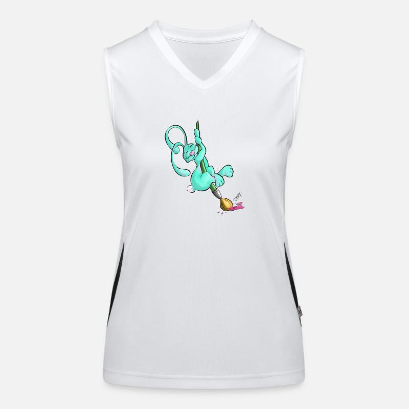 Zeichnerbunny mit Pinsel Funktionelles Kontrast-Tank Top für Frauen