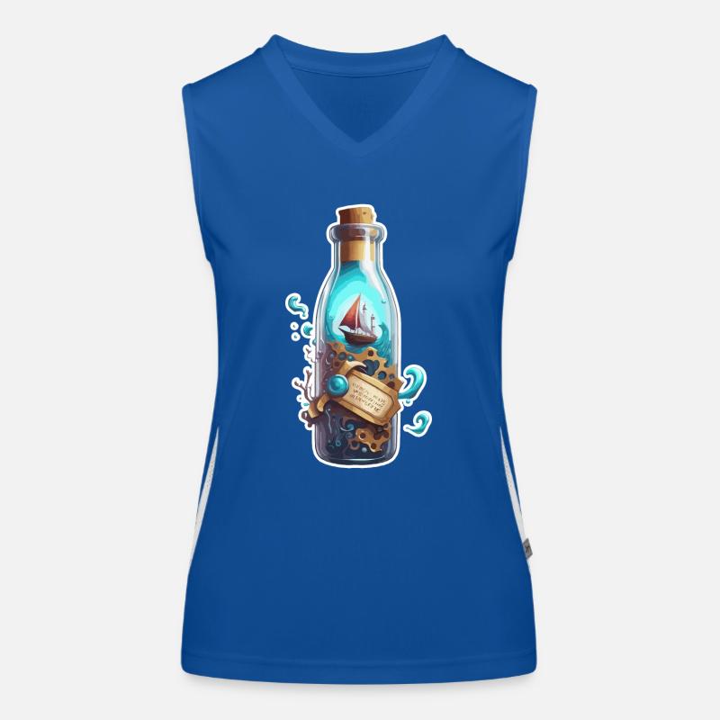 Magic bottle / cork / underwater / ship Women's Functional Contrast Tank Top