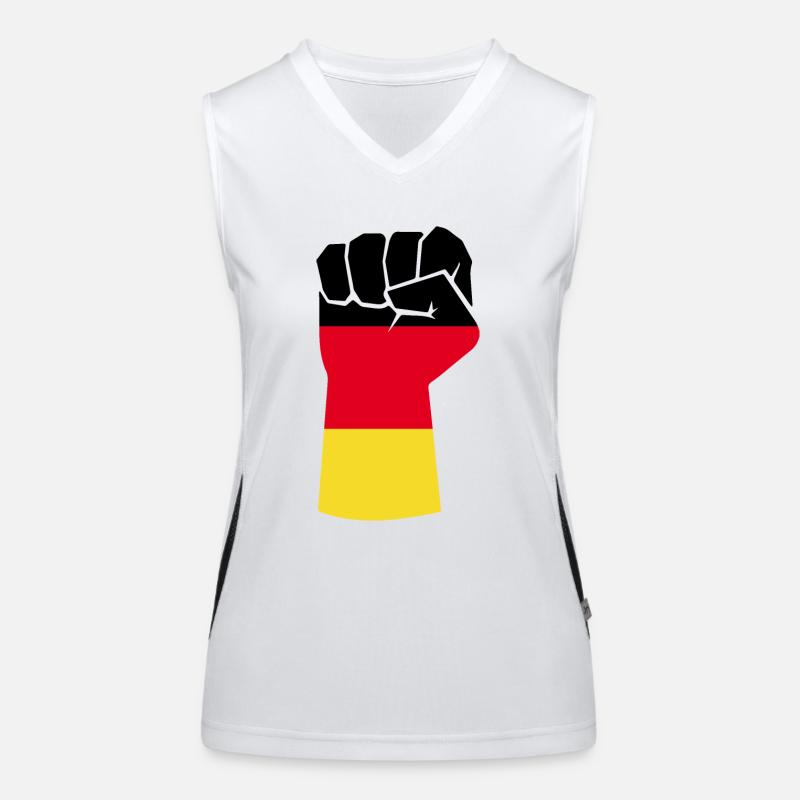 Deutsche Faust nach oben haltend Funktionelles Kontrast-Tank Top für Frauen
