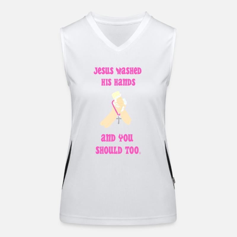 Jesus Washed His Hands in pink version Women's Functional Contrast Tank Top