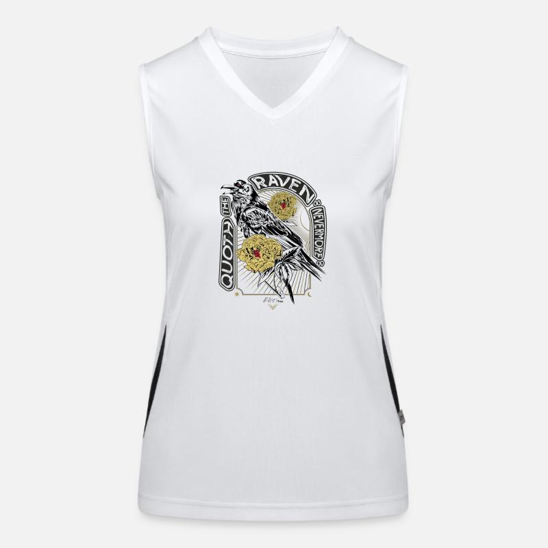 Raven and Peonies - Hand Drawn - Reading Women's Functional Contrast Tank Top
