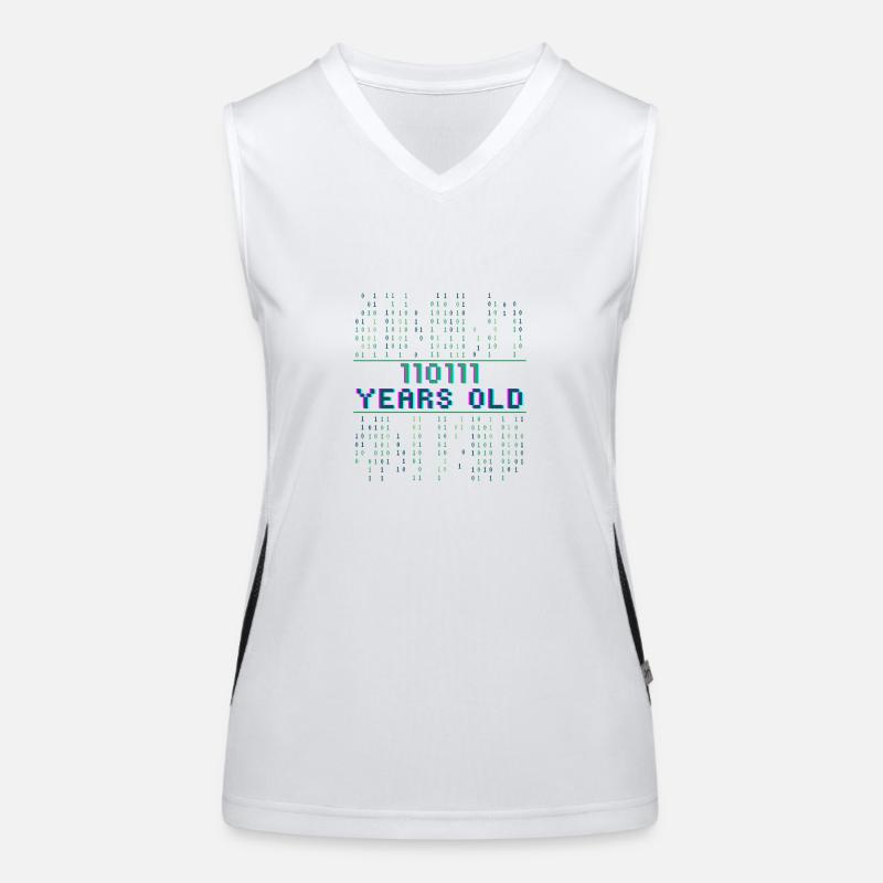 55. Geburtstag 55 Jahre alt Binärcode Coder Funktionelles Kontrast-Tank Top für Frauen
