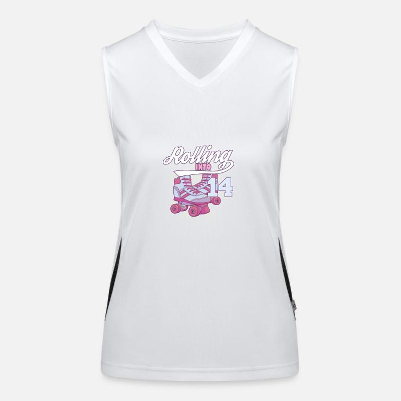 Rolling Into 14 Roller Skating Birthday Party Funktionelles Kontrast-Tank Top für Frauen