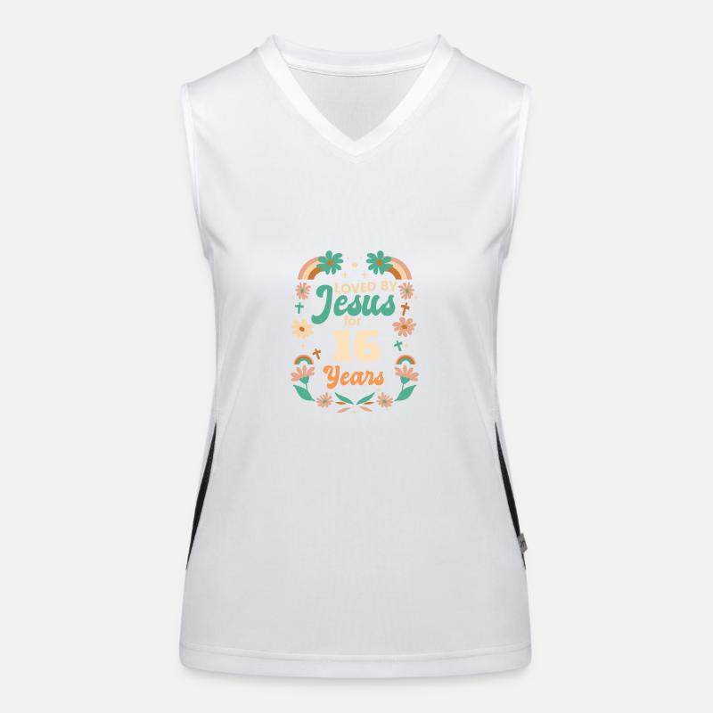 Loved By Jesus For 16 Years 16th Birthday Women's Functional Contrast Tank Top