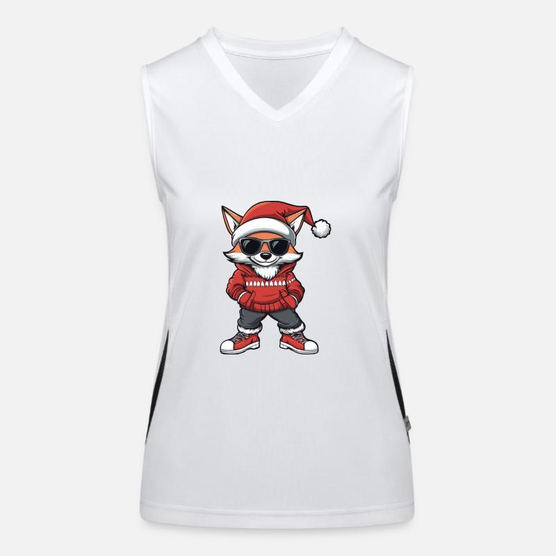 Fuchs Weihnachten Comic Cool Funktionelles Kontrast-Tank Top für Frauen
