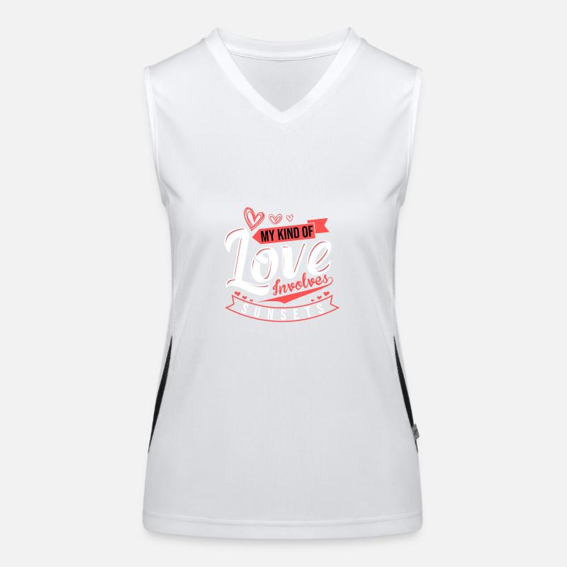 My Kind of Love Involves Sunsets and Romance Women's Functional Contrast Tank Top
