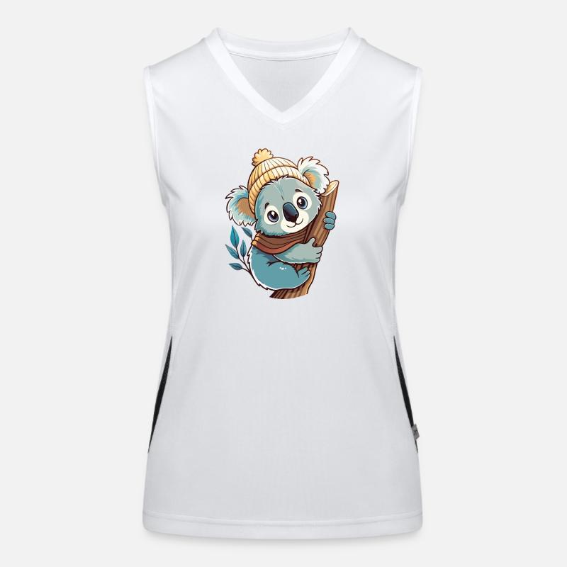 Mignon koala avec écharpe et chapeau à pompon. Débardeur respirant contrasté Femme