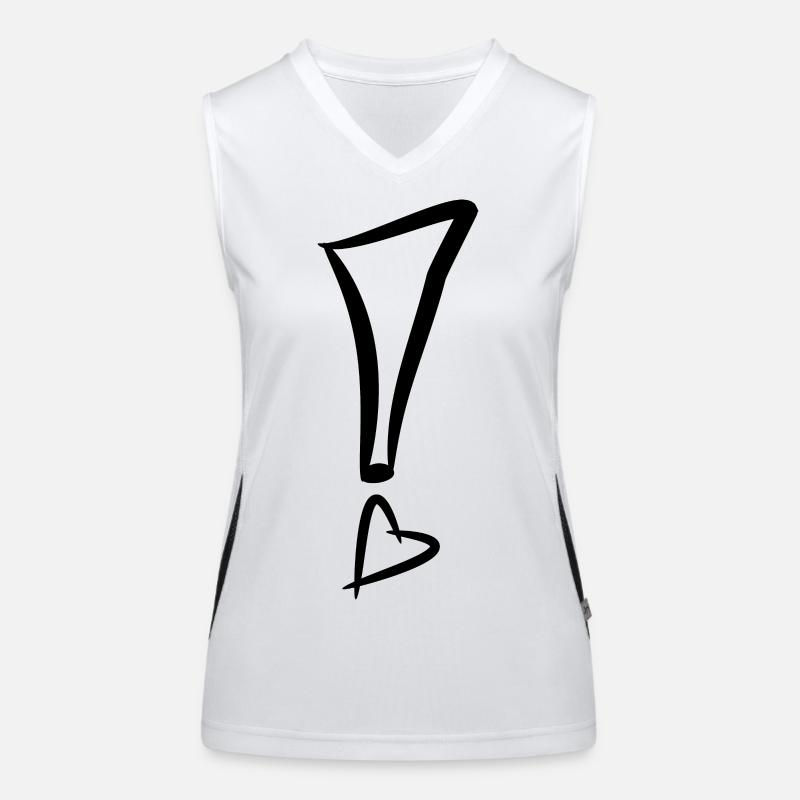 Exclamation mark with heart black Women's Functional Contrast Tank Top