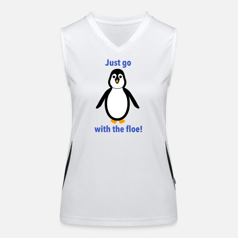Pinguin -"Geh einfach mit der Scholle!" Funktionelles Kontrast-Tank Top für Frauen