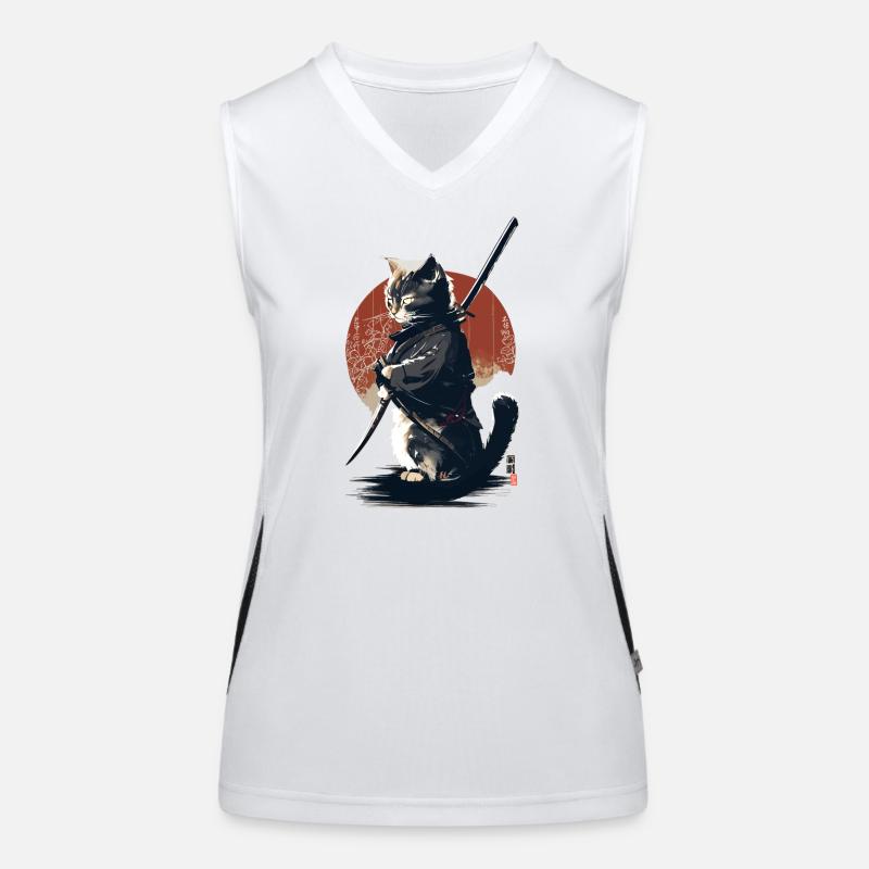 Kawaii Neko Samurai : chat samouraï Débardeur respirant contrasté Femme