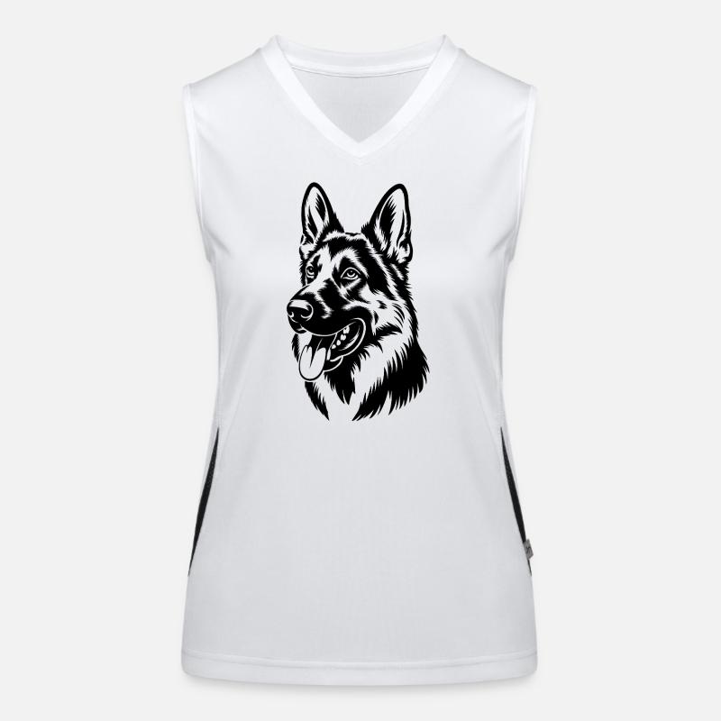 German Shepherd Head Illustration Women's Functional Contrast Tank Top