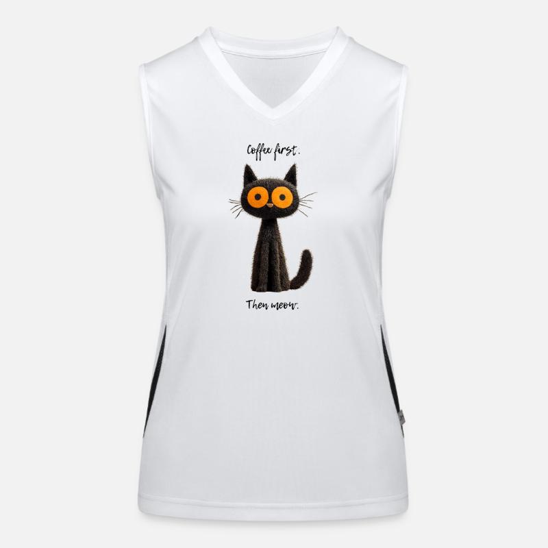 Erst Kaffee – dann Miauen Funktionelles Kontrast-Tank Top für Frauen