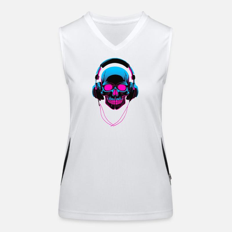 Neon Skull mit Kopfhörern Funktionelles Kontrast-Tank Top für Frauen