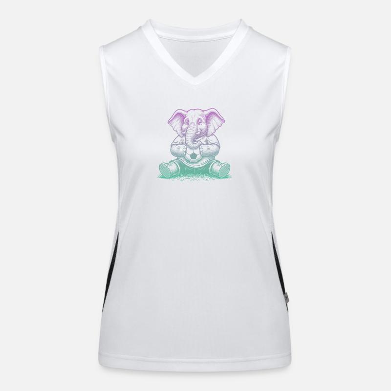 Fußball Elefant Funktionelles Kontrast-Tank Top für Frauen