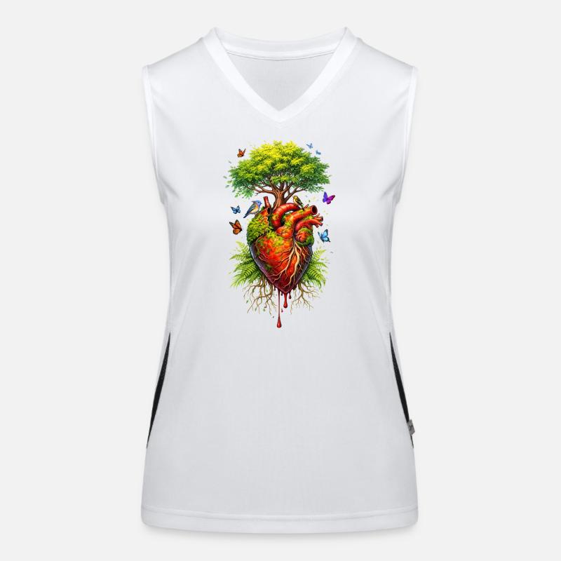 Auf einem anatomischen Herz wächst ein Baum  Funktionelles Kontrast-Tank Top für Frauen