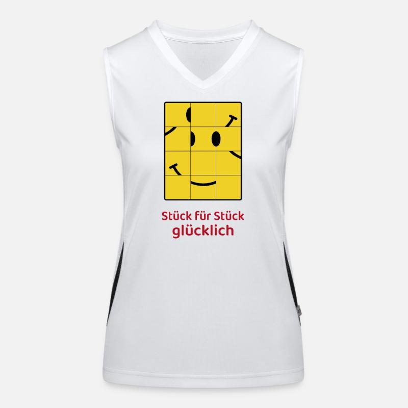 Pièce par pièce joyeuse – Puzzle Smiley Débardeur respirant contrasté Femme