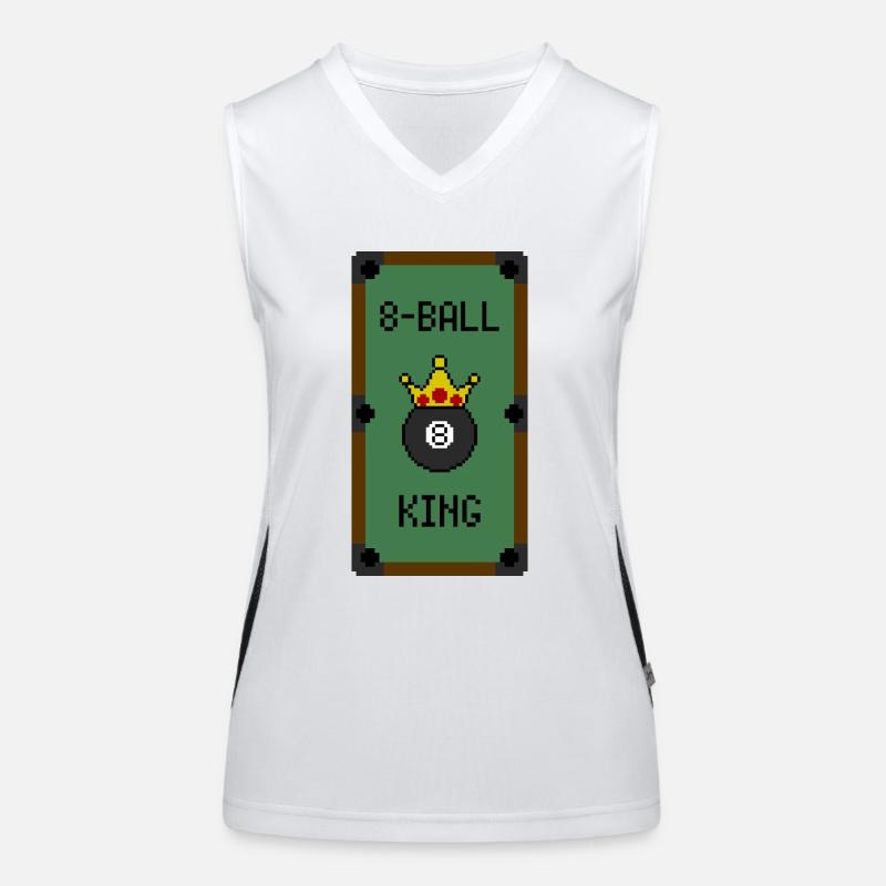 Retro 8-Bit 8-Ball King (Table) - Women's Functional Contrast Tank Top - white/black
