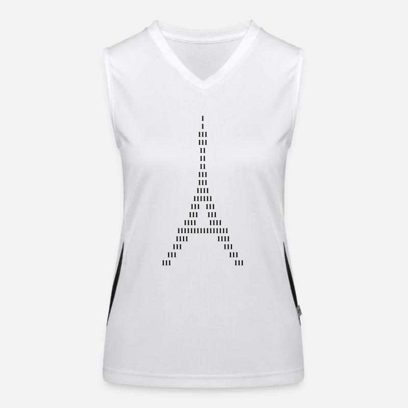 Silhouette des Eiffelturms aus Einsen Funktionelles Kontrast-Tank Top für Frauen