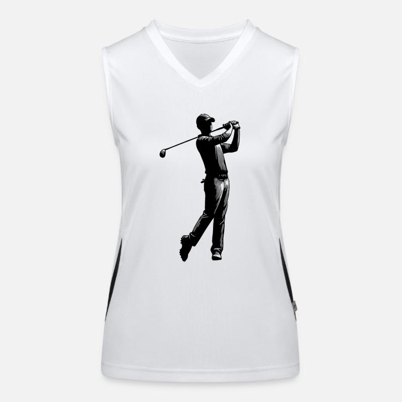 Golf Player Hits Sport Ball On Golf Course Women's Functional Contrast Tank Top