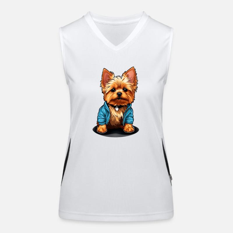 Mignon Yorkie Yorkshire Terrier en look décontracté Débardeur respirant contrasté Femme