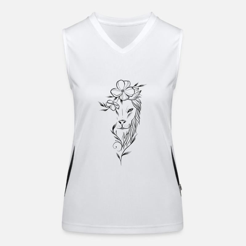 Floraler Löwe dotwork kunst Funktionelles Kontrast-Tank Top für Frauen