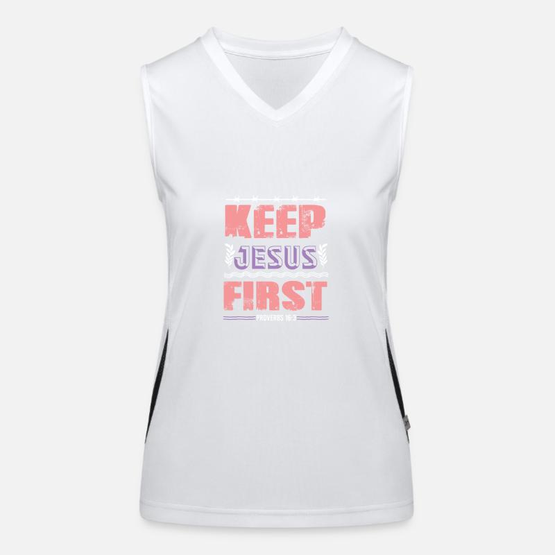Bible verse Jesus First Women's Functional Contrast Tank Top