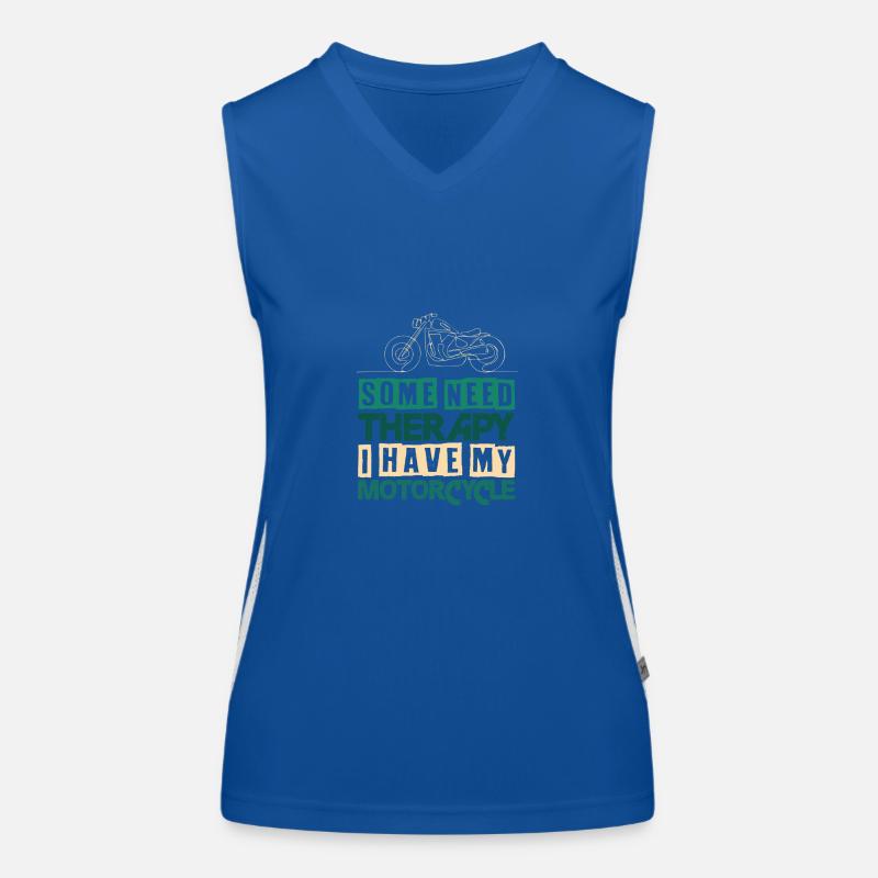 Motorrad Therapie Biker Spruch Funktionelles Kontrast-Tank Top für Frauen