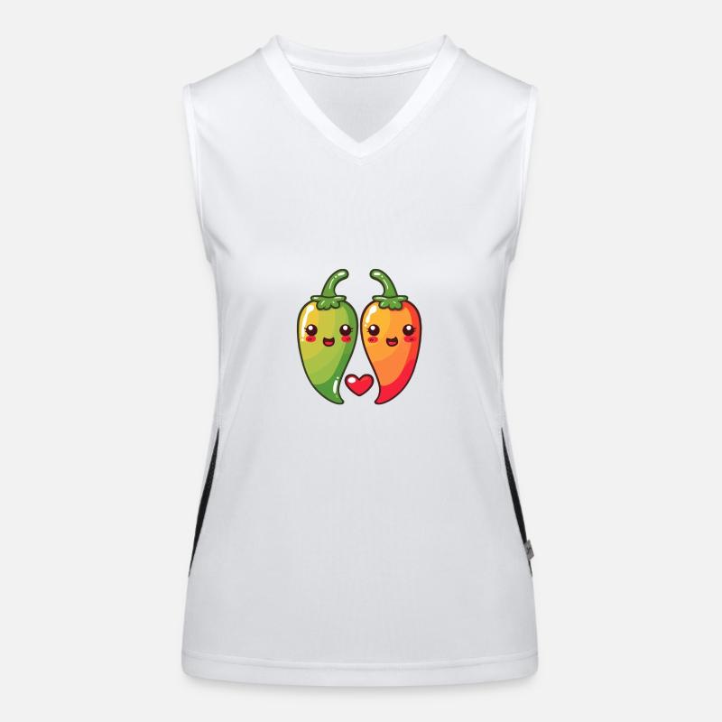 Chilli Paar Liebe Herz Comic Funktionelles Kontrast-Tank Top für Frauen