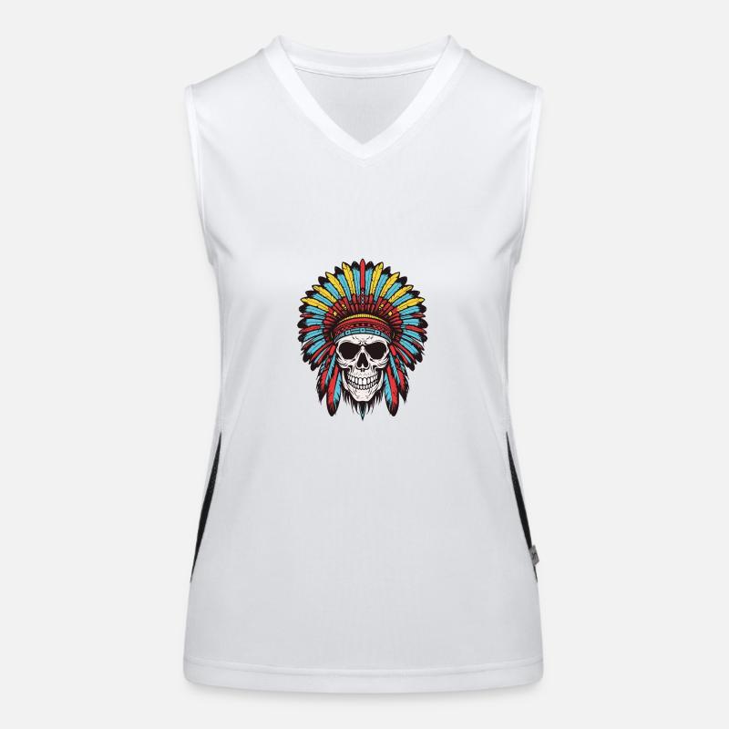Apache Indian Chief Skull Women's Functional Contrast Tank Top