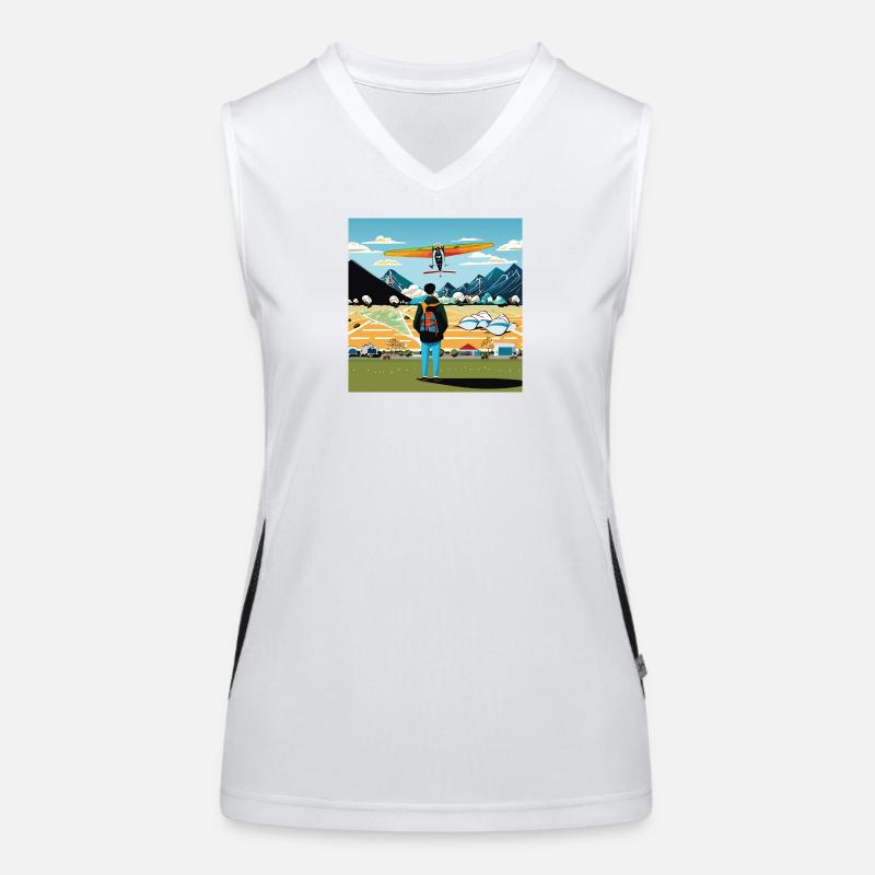 GuyWatchingPlanesFour Women's Functional Contrast Tank Top