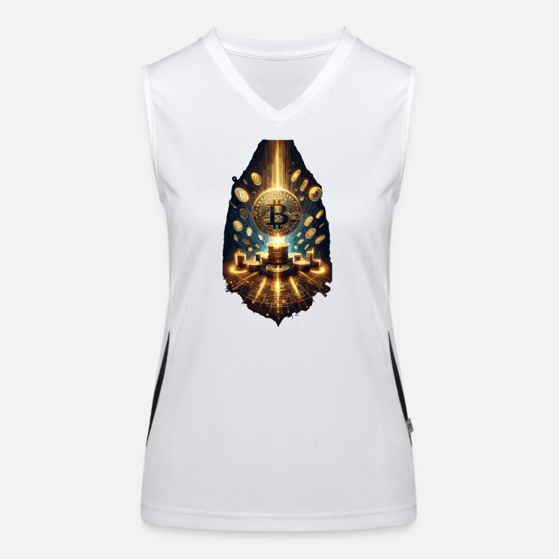 Bitcoin Explosion Digital Artwork Women's Functional Contrast Tank Top
