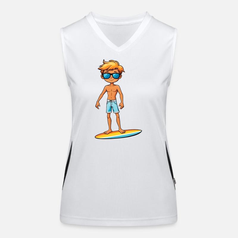 Cooler junger Surfer Dude Boy Funktionelles Kontrast-Tank Top für Frauen