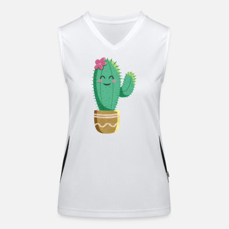 Cactus mignon avec fleur Débardeur respirant contrasté Femme