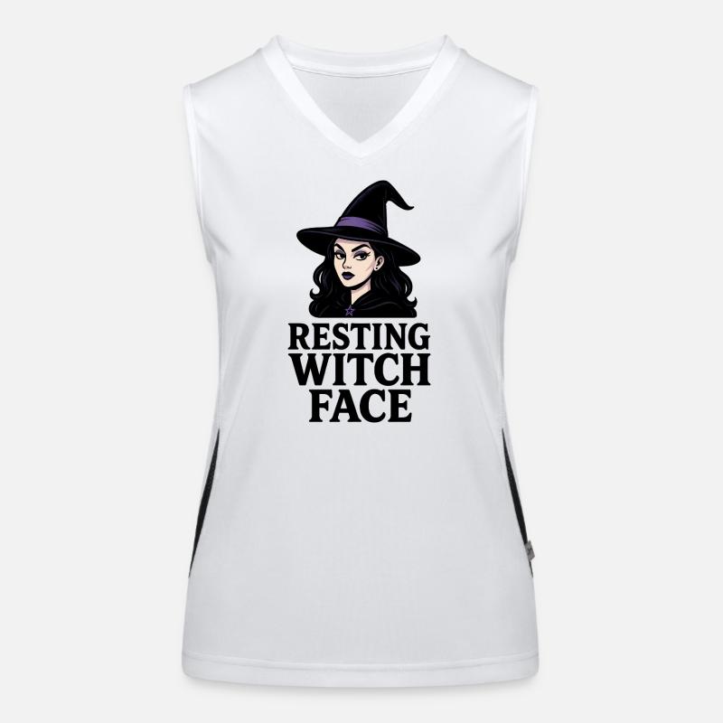 Resting Witch Face Sarcastic Funny Halloween Women's Functional Contrast Tank Top