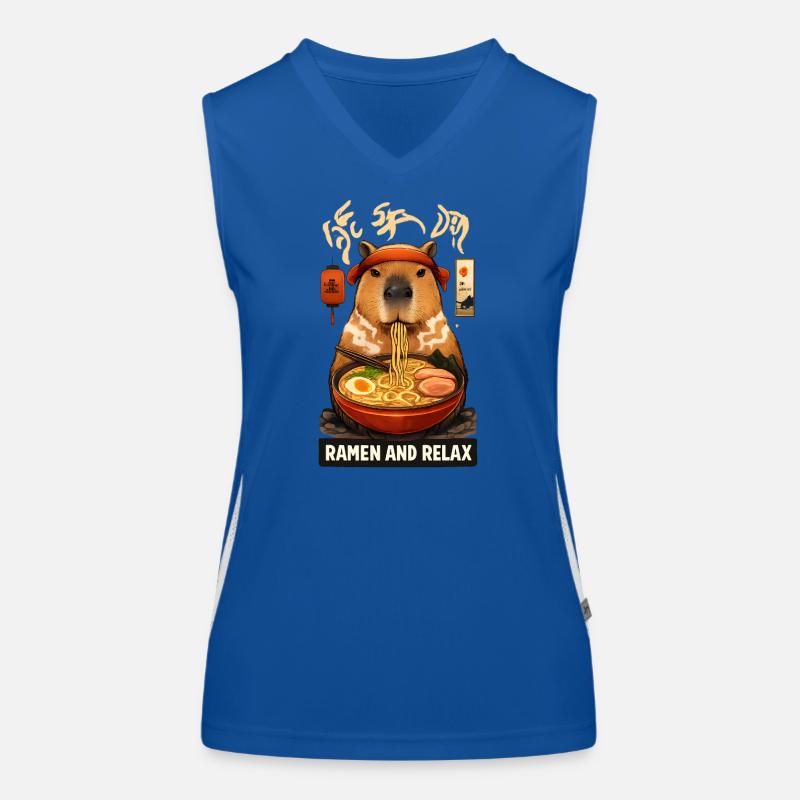 Capybara Ramen and Relax Funktionelles Kontrast-Tank Top für Frauen