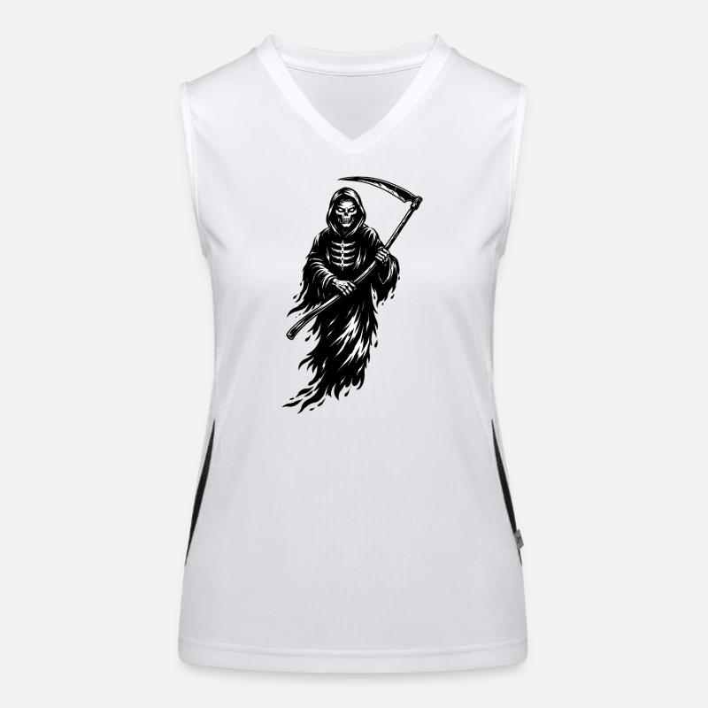 Düsterer Sensenmann Skull im Dark Style  Funktionelles Kontrast-Tank Top für Frauen