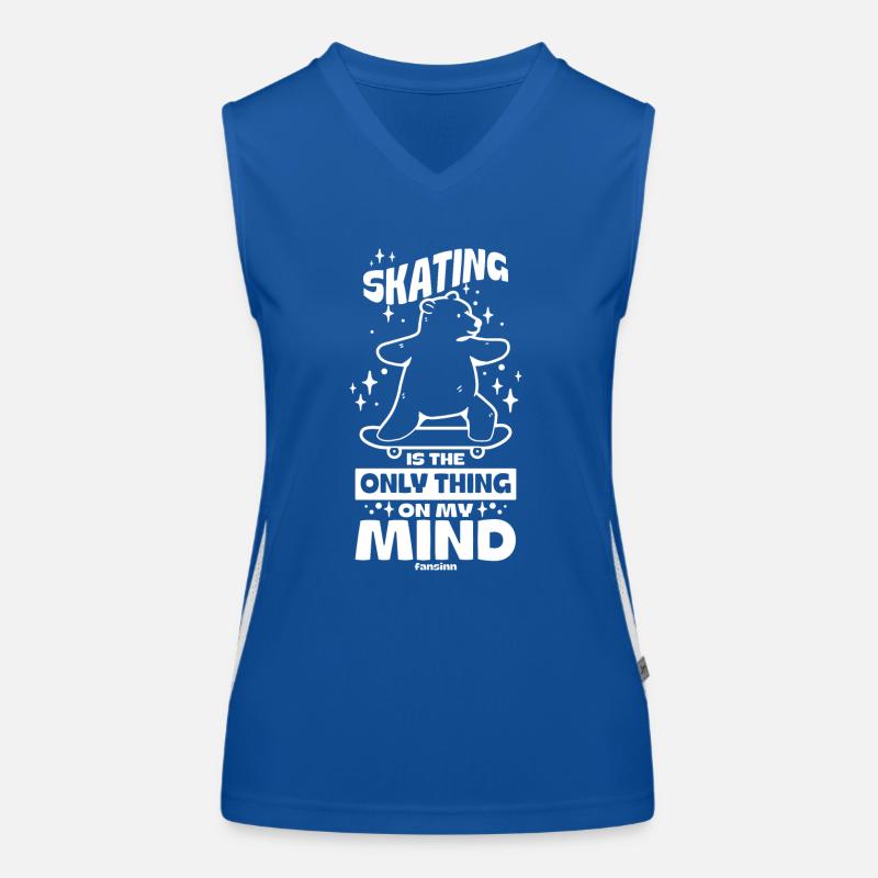a bear on a skateboard Women's Functional Contrast Tank Top