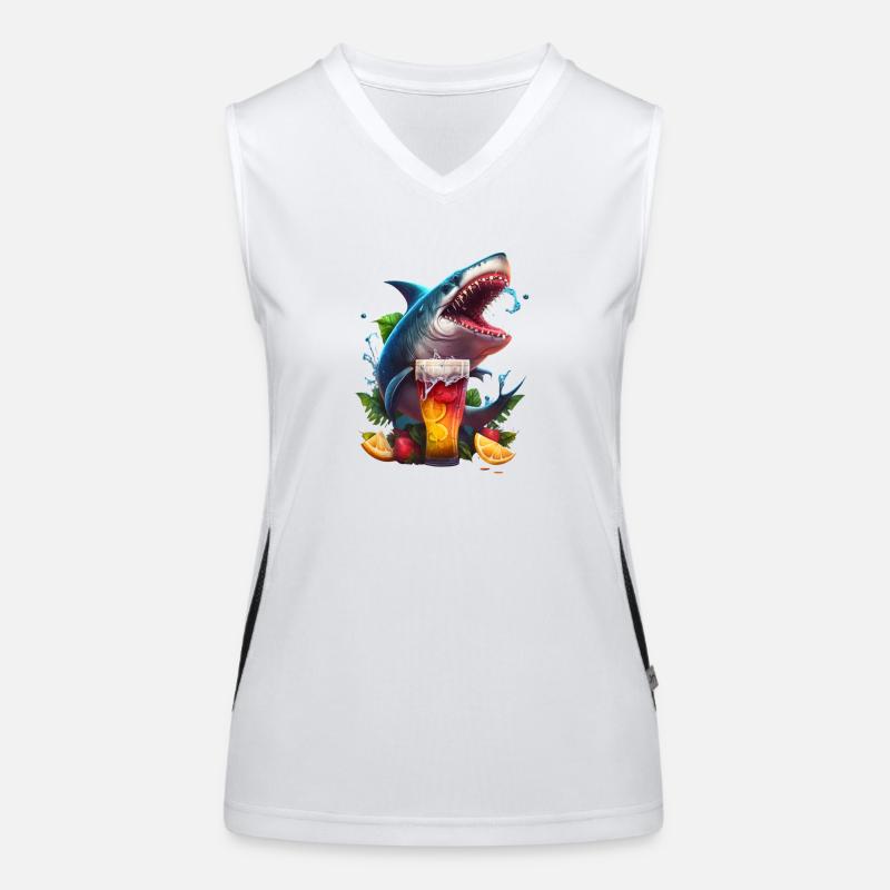 Beer-loving shark Women's Functional Contrast Tank Top