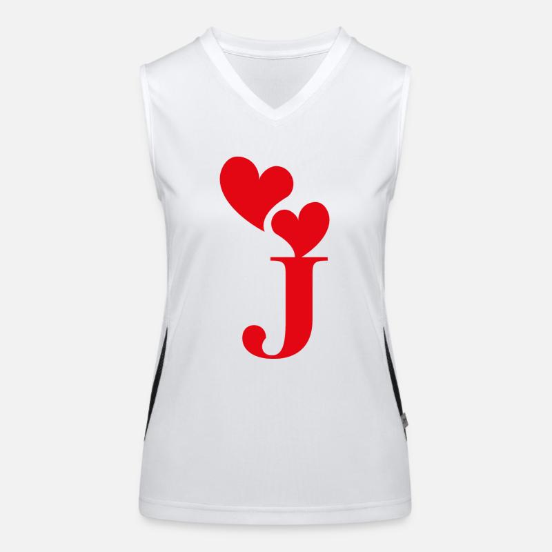 Buchstabe j rotes Herz Funktionelles Kontrast-Tank Top für Frauen