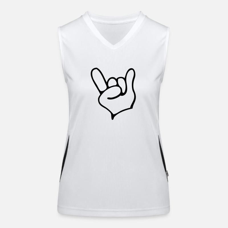 Rock Hand - Devil - Pommesgabel - Teufelshörner Funktionelles Kontrast-Tank Top für Frauen