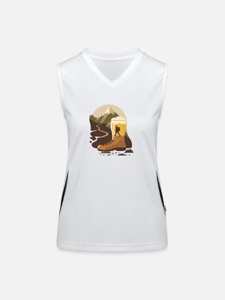 Bier Wandern Wanderschuh. Natur Berge - Funktionelles Kontrast-Tank Top für Frauen - Weiß/Schwarz - Vorne