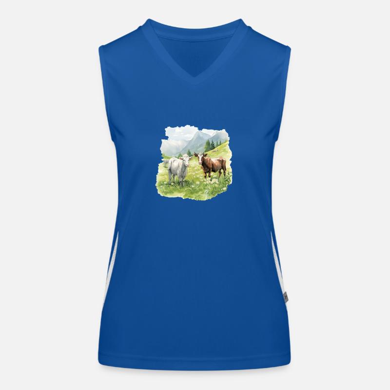 Kühe auf einer Weide Funktionelles Kontrast-Tank Top für Frauen