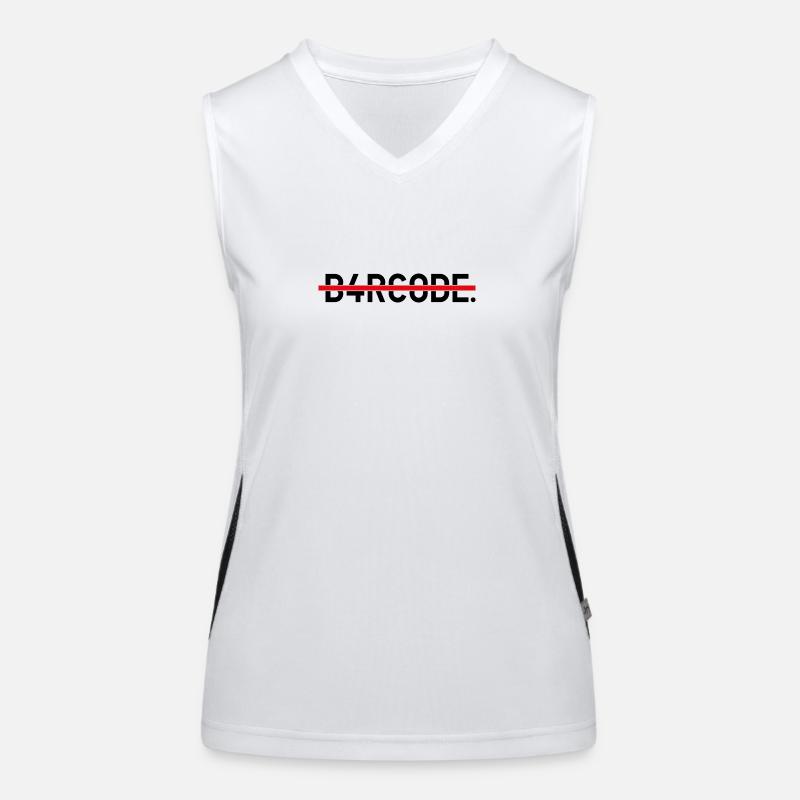 B4RCODE. Sciopero nero Top sportivo da donna in contrasto cromatico